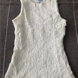 Anne Fontaine White Lace Crewneck Top with lining Size 1 (France)
